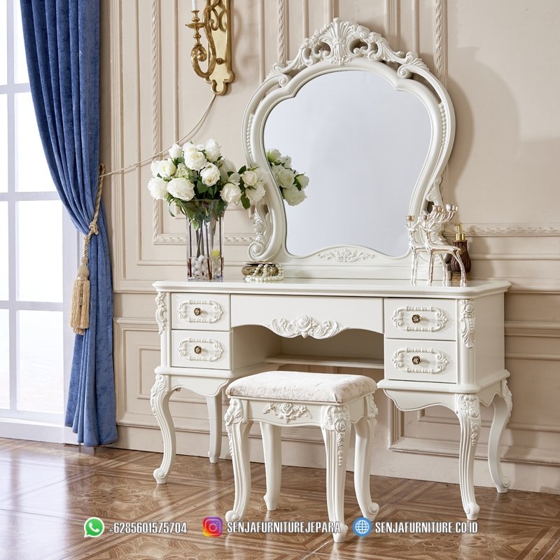 Contoh Meja Rias Klasik Kosmetik Jepara Full White Carving Meja Rias Klasik, Meja Rias Mewah, Meja Rias Kayu Jati, Meja Rias Minimalis, Meja Rias Ukir Jepara, Meja Rias Modern, Meja Rias Putih, Meja Rias Gold, Meja Rias Terbaru, Meja Rias Cermin