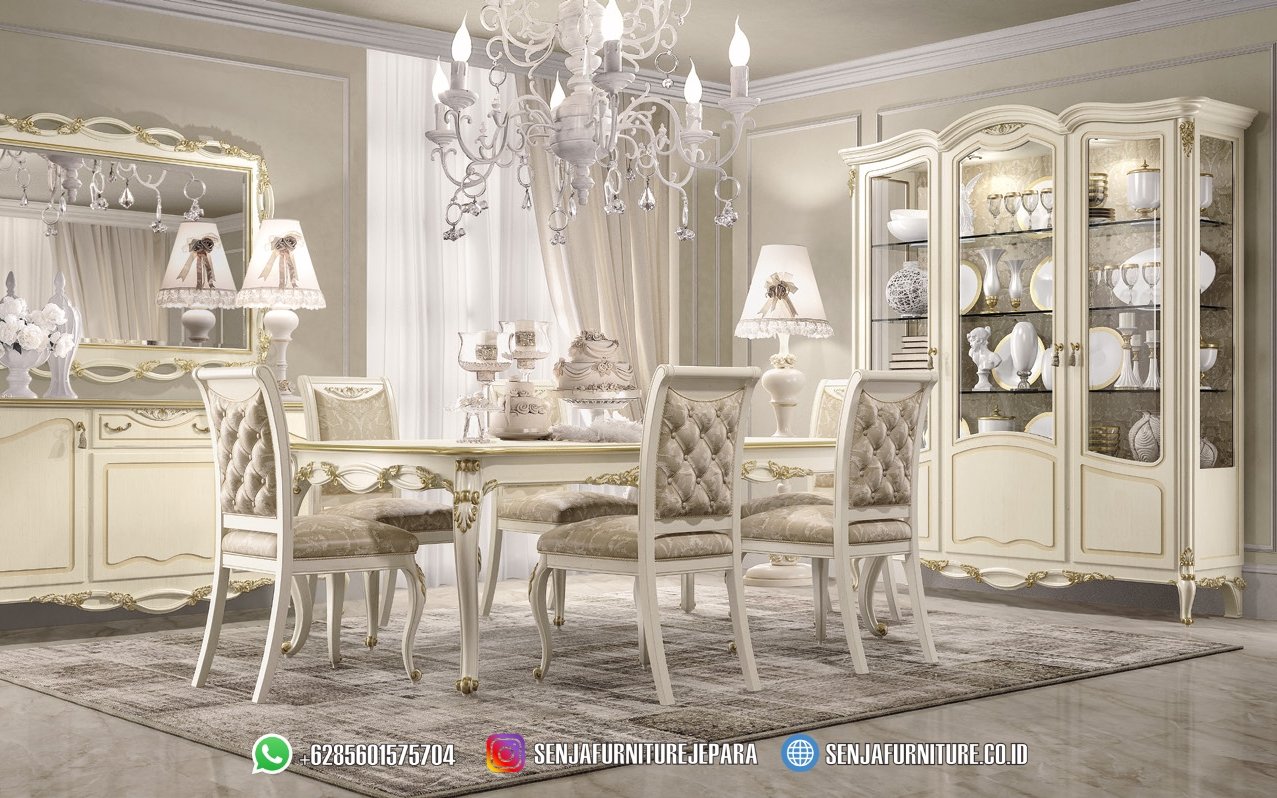 Mebel Meja Makan Jepara 6 Kursi Klasik Minimalis White Duco Meja Makan Jepara, Meja Makan Klasik, Meja Makan Mewah, Meja Makan Kayu Jati, Meja Makan Minimalis, Meja Makan Klasik Eropa, Meja Makan Klasik 6 Kursi, Meja Makan Klasik 8 Kursi, Meja Makan Klasik 10 Kursi, Meja Makan Mewah Modern, Desain Meja Makan Mewah, Kursi Makan Mewah