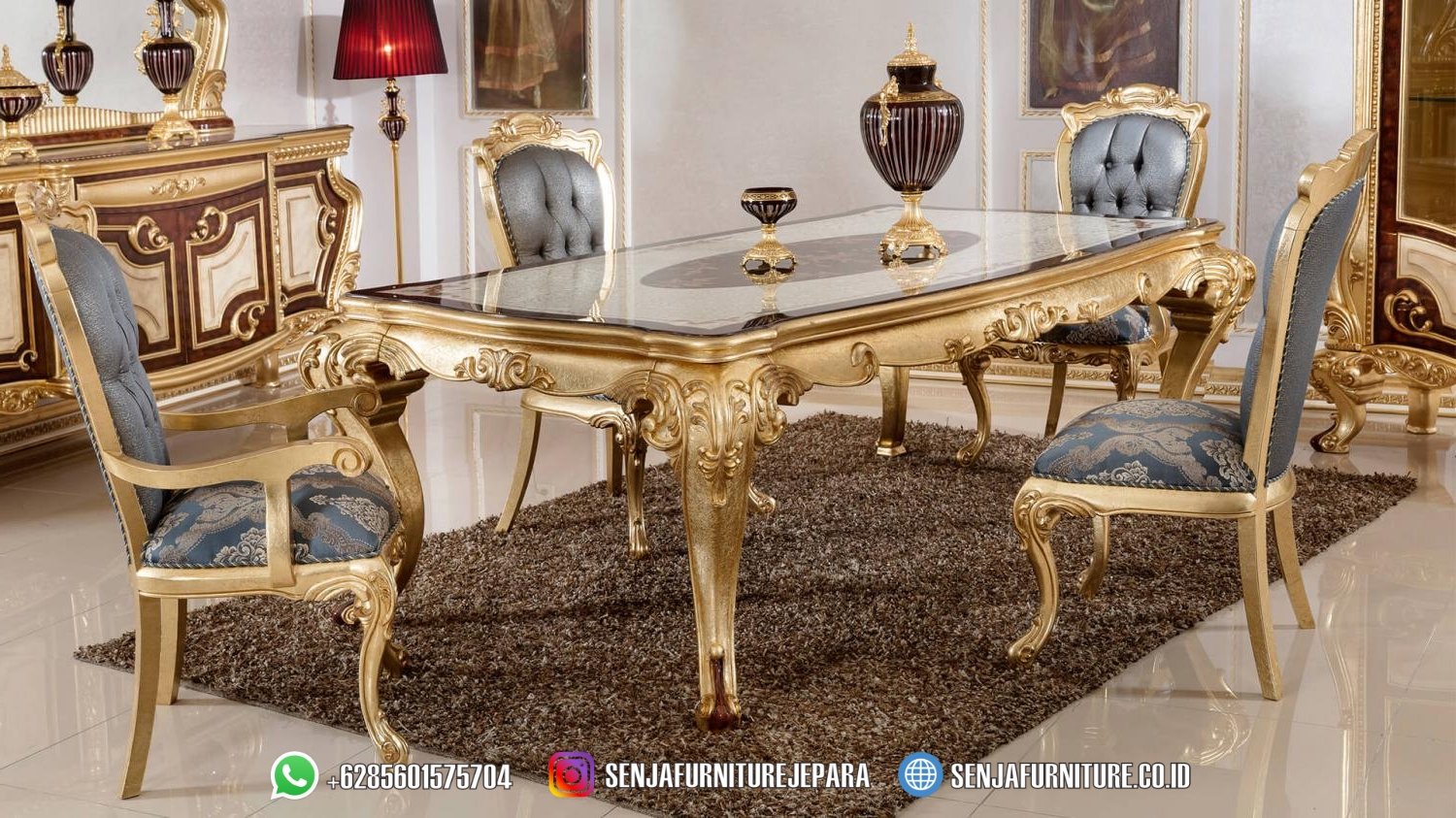 High Class Meja Makan Mewah Full Gold Prada Ukir Minimalis Meja Makan Mewah, Meja Makan Klasik, Meja Makan Kayu Jati, Meja Makan Minimalis, Ruang Makan Mewah, Meja Makan Mewah 4 Kursi, Meja Makan Mewah 6 Kursi, Meja Makan Mewah 8 Kursi, Meja Makan Mewah 10 Kursi, Meja Makan Mewah 12 Kursi, Meja Makan Klasik Eropa, Kursi Makan Mewah, Meja Makan Jepara
