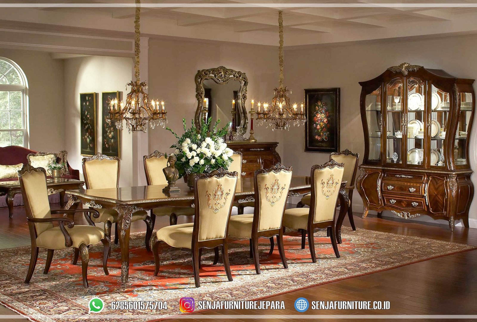 Imperial Meja Makan Jati Interior Mewah American Classic Meja Makan Jati, Meja Makan Mewah, Meja Makan Klasik, Meja Makan Minimalis, Ruang Makan Mewah, Meja Makan Mewah 4 Kursi, Meja Makan Mewah 6 Kursi, Meja Makan Mewah 8 Kursi, Meja Makan Mewah 10 Kursi, Meja Makan Mewah 12 Kursi, Meja Makan Klasik Eropa, Kursi Makan Mewah, Meja Makan Jepara