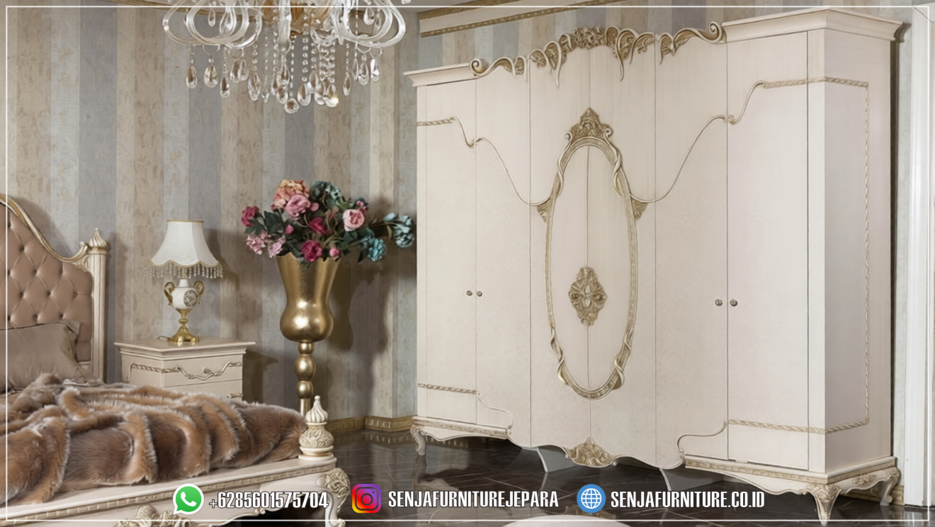 Lemari Pakaian Tempat Tidur Klasik Luxury Turki Desain 3D Belinda